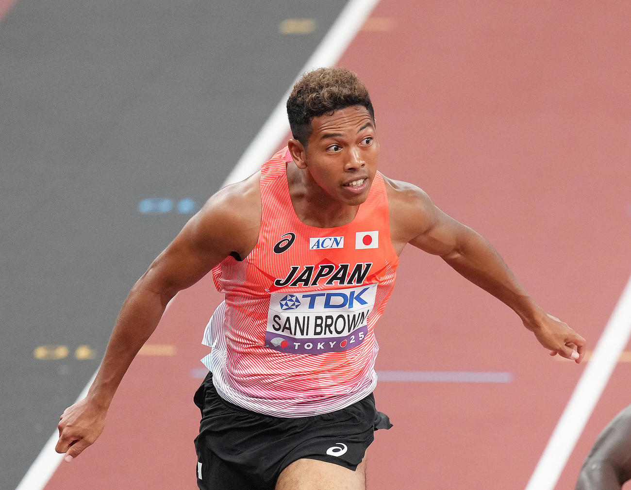 男子100m予選　7位で予選敗退のサニブラウン（撮影・足立雅史）
