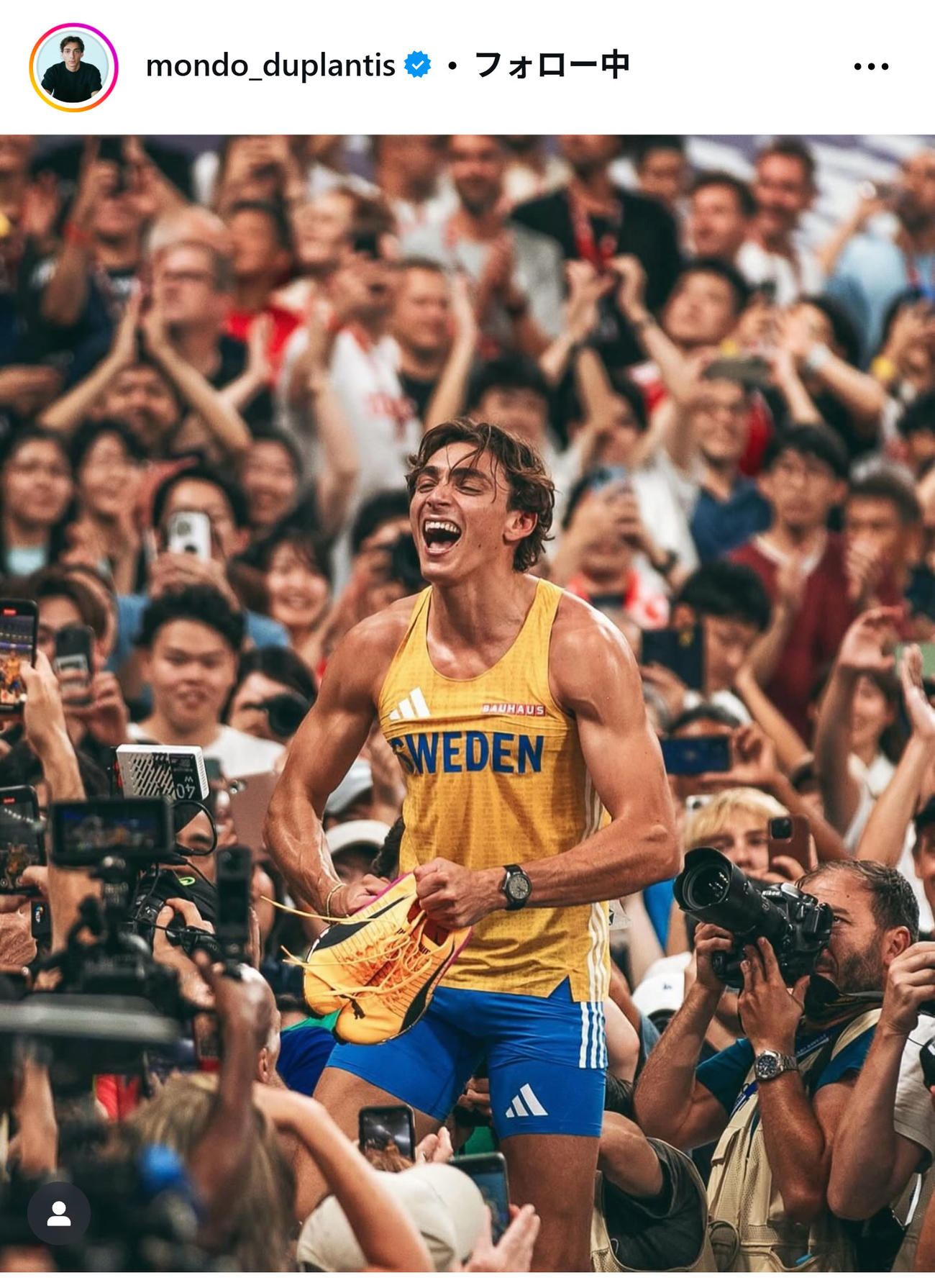 デュプランティスのインスタグラムから