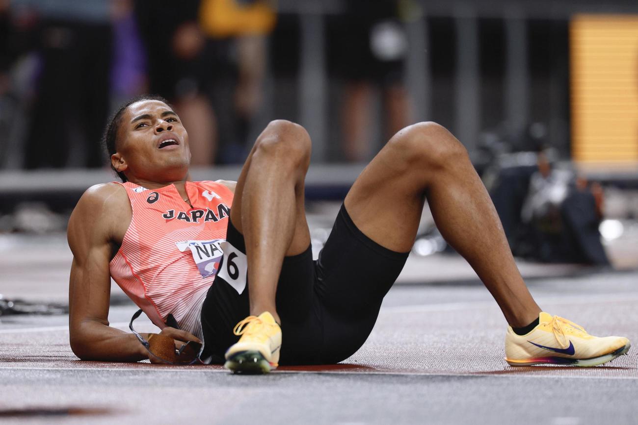 男子400メートル決勝　レースを終えた中島佑気ジョセフ（共同）