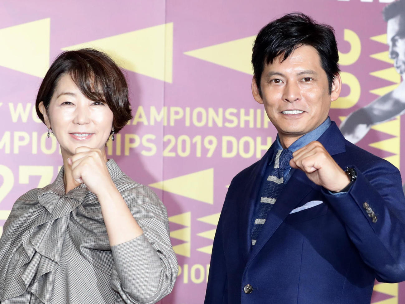 中井美穂と織田裕二（2019年9月撮影）