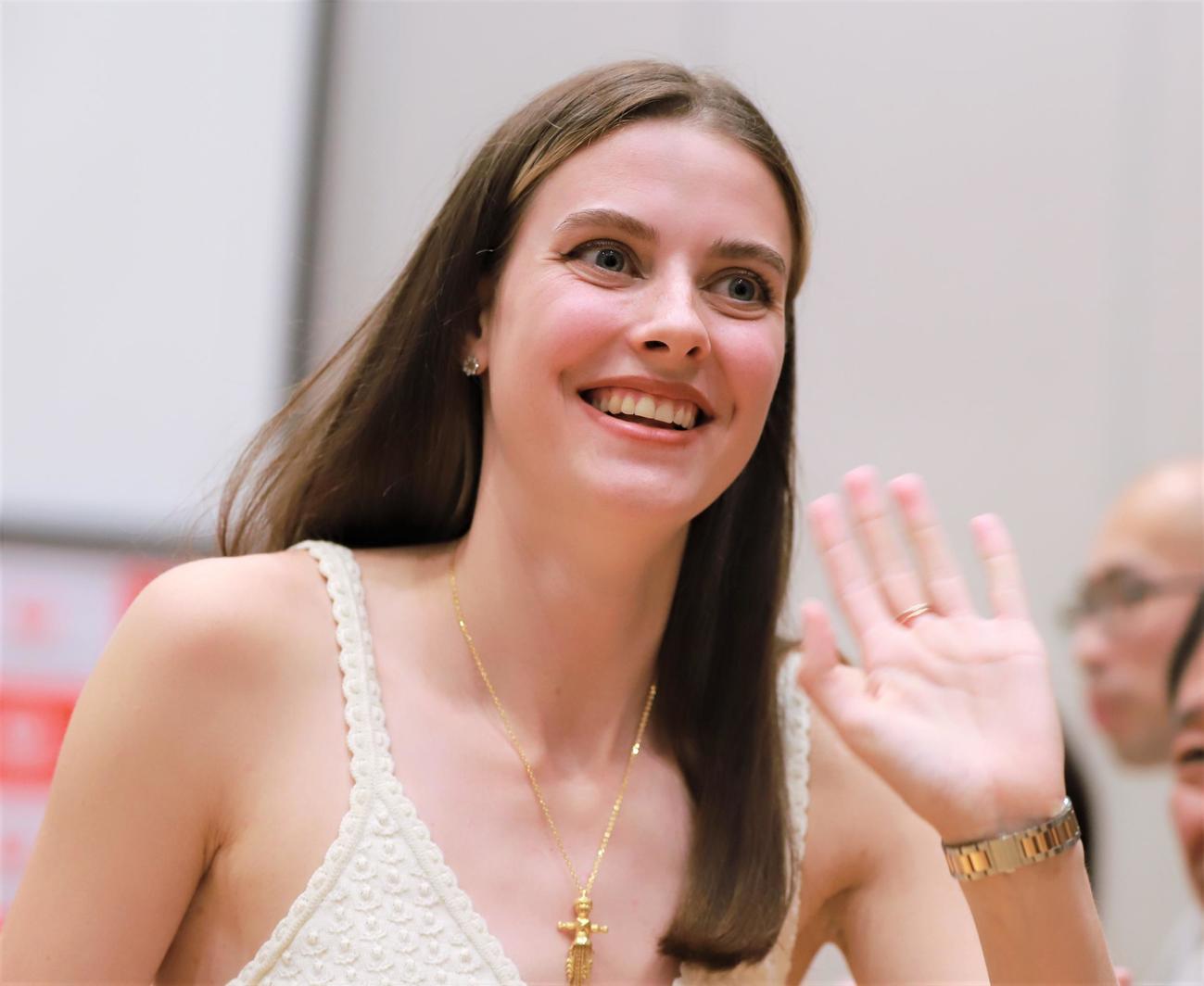 イベントで笑顔を見せる陸上女子走り高跳びのマフチフ（2025年5月）