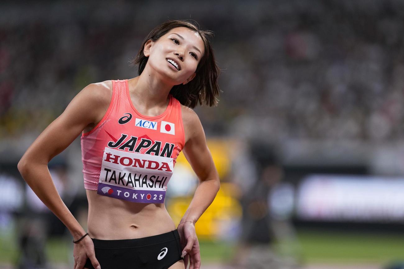 女子走り高跳び予選に出場した高橋渚（共同）