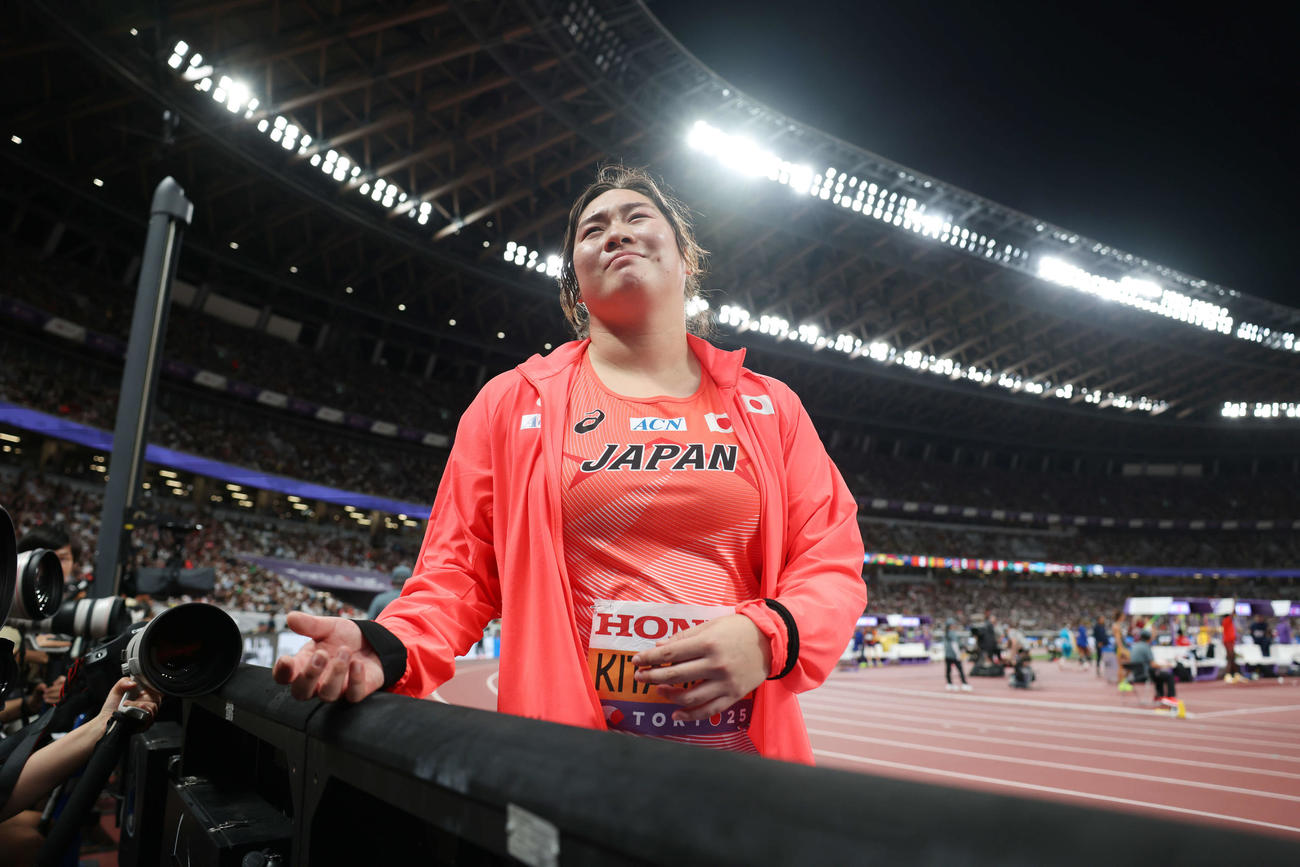 女子やり投げ予選　3投目を終えた北口（撮影・宮地輝）