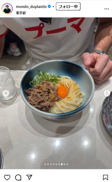 デュプランティスのインスタグラムから