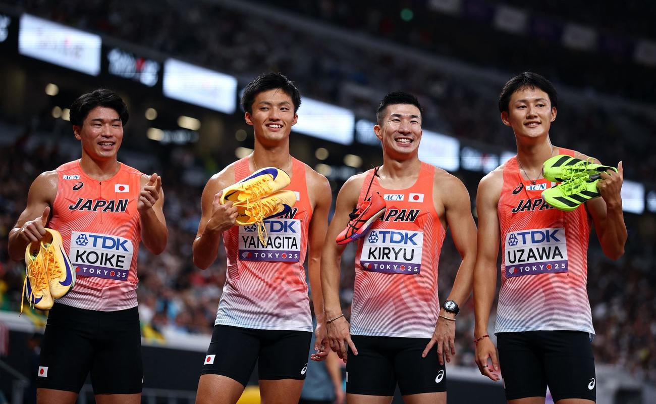 男子400mリレー　決勝進出を決め笑顔の「リレー侍」（ロイター）