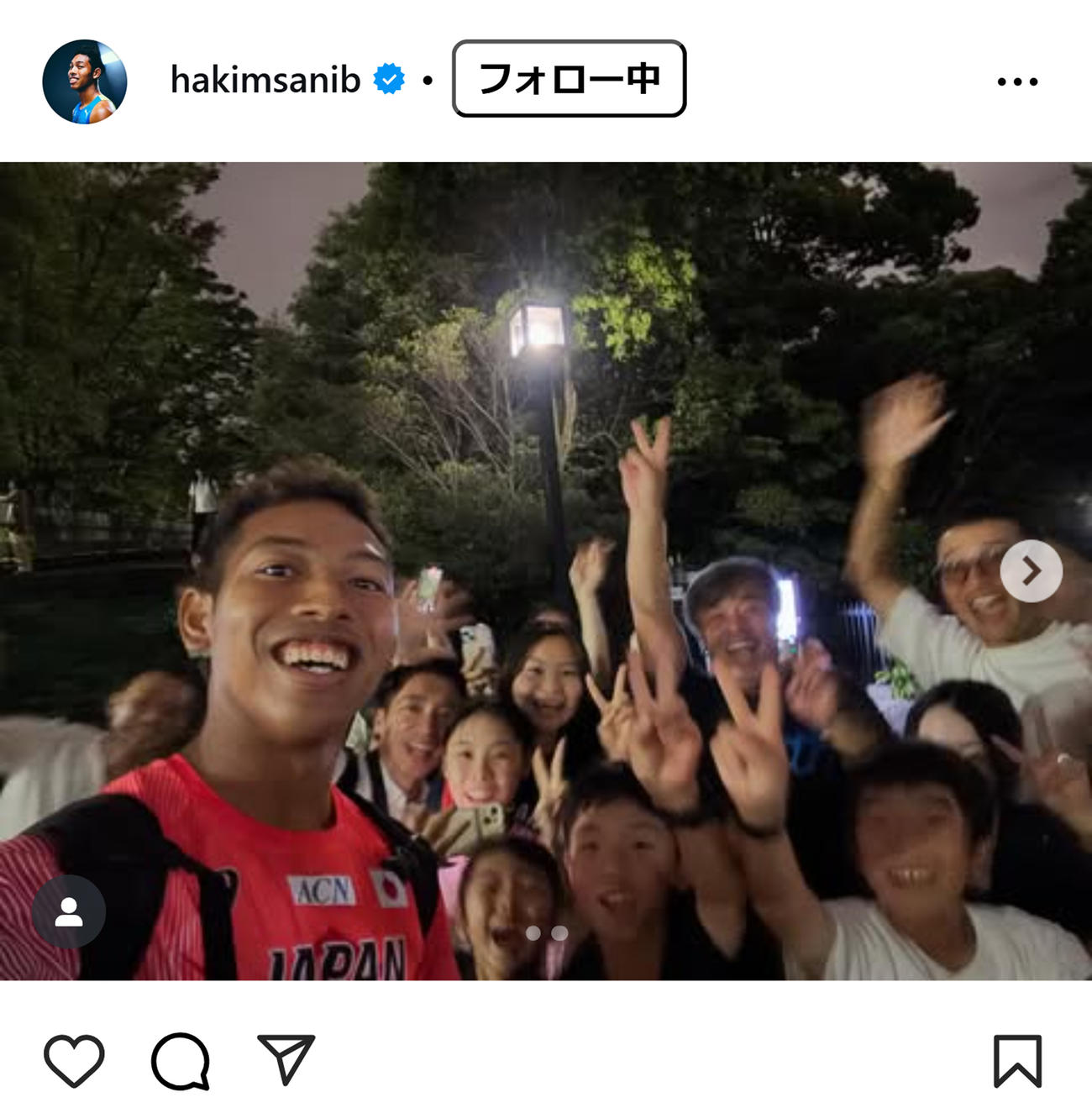 サニブラウン・ハキームのインスタグラムから