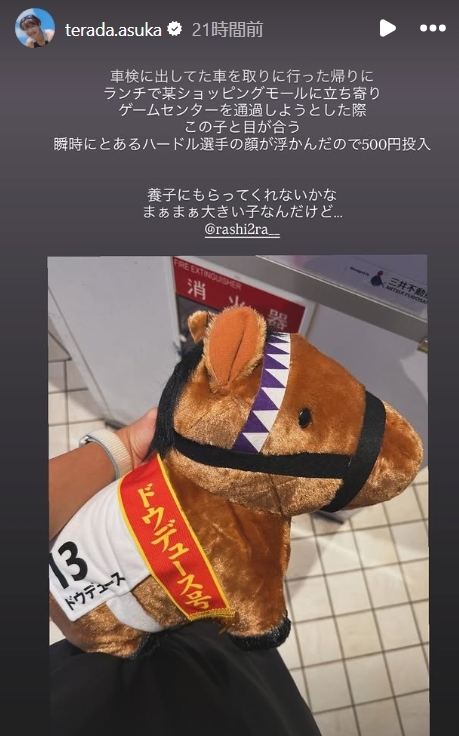 寺田明日香のインスタグラムから