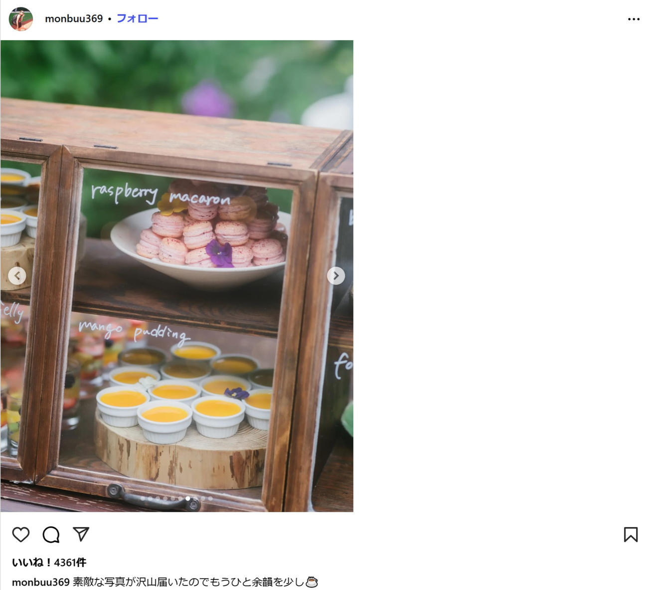 クリア夫人のインスタグラムから