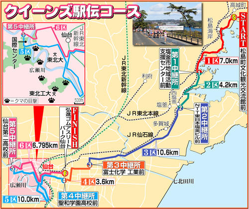 【イラスト】クイーンズ駅伝コースマップとクマ目撃情報地図