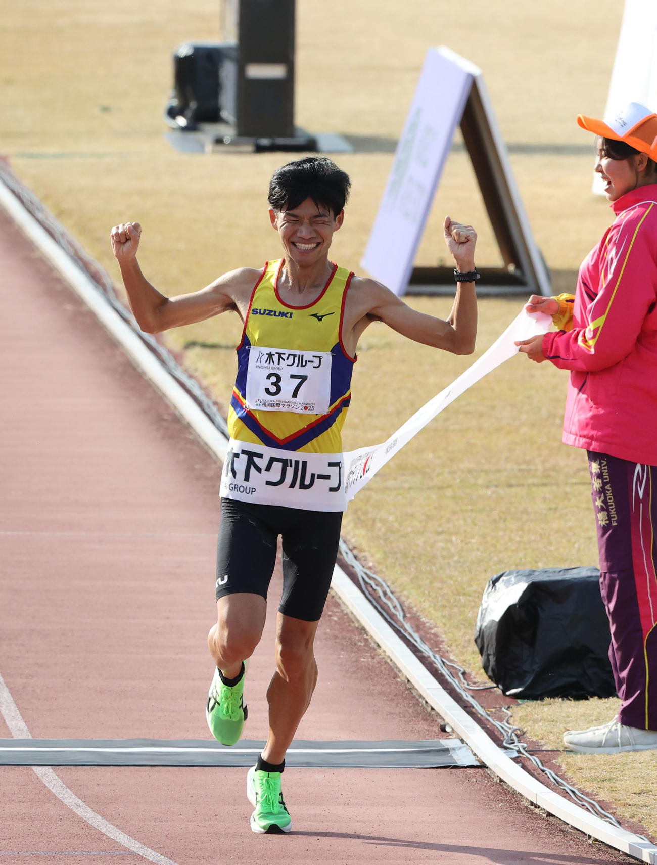 4位でゴールした大石（撮影・梅根麻紀）