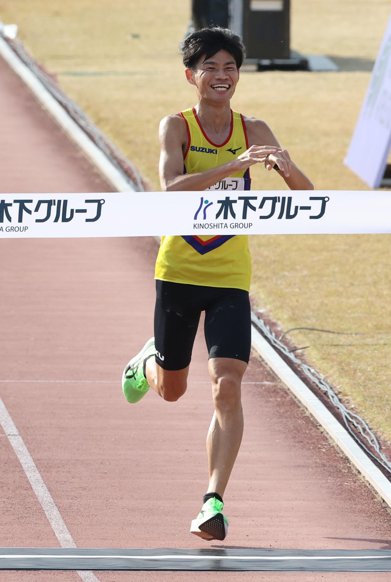 4位でゴールした大石（撮影・梅根麻紀）