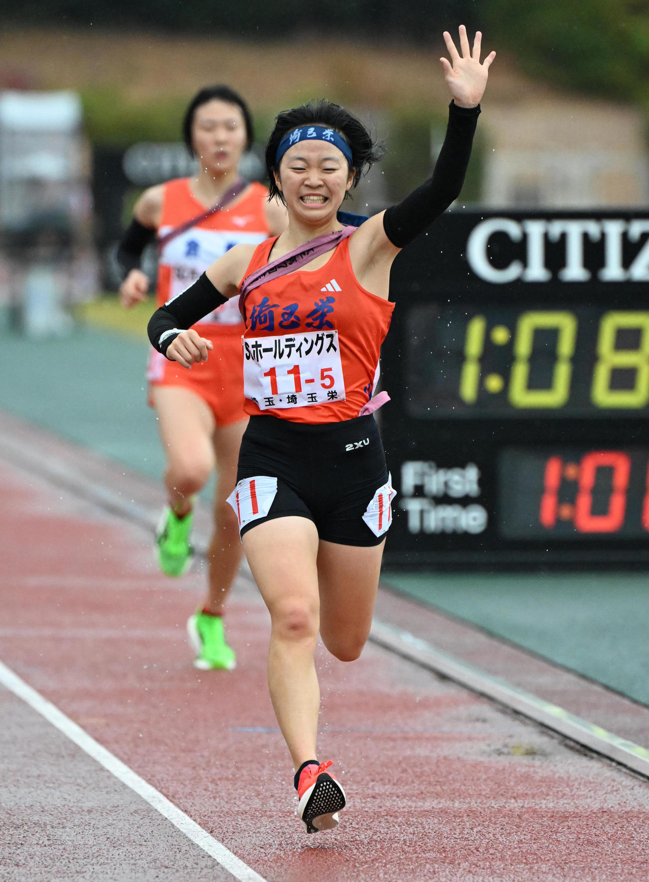 全国高校駅伝女子の部を5位でゴールする埼玉栄アンカーの永井そら（撮影・石井愛子）