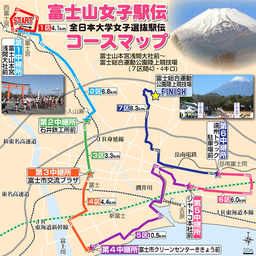 【イラスト】富士山女子駅伝コース図