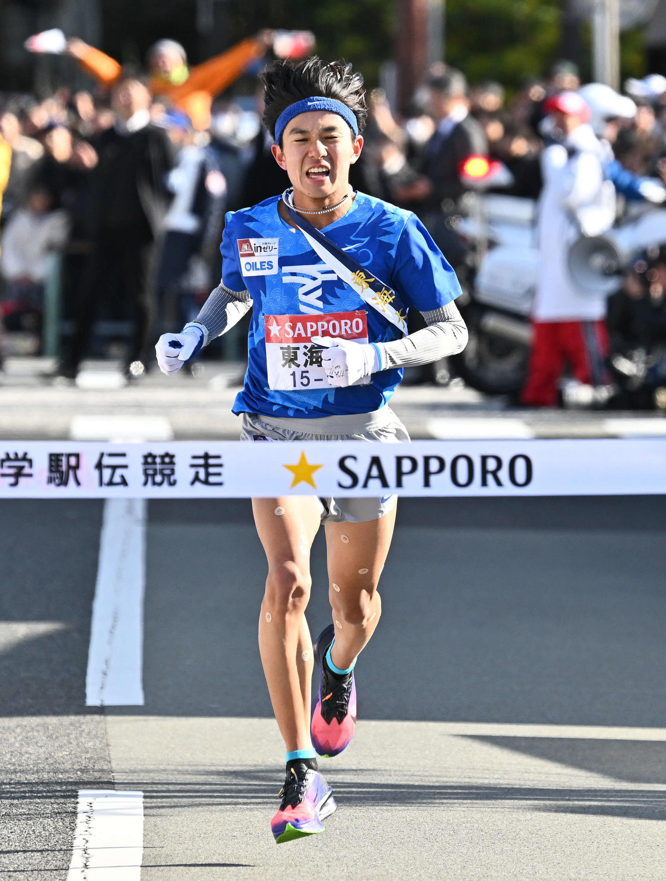 往路10位でゴールする5区東海大・永本（撮影・滝沢徹郎）