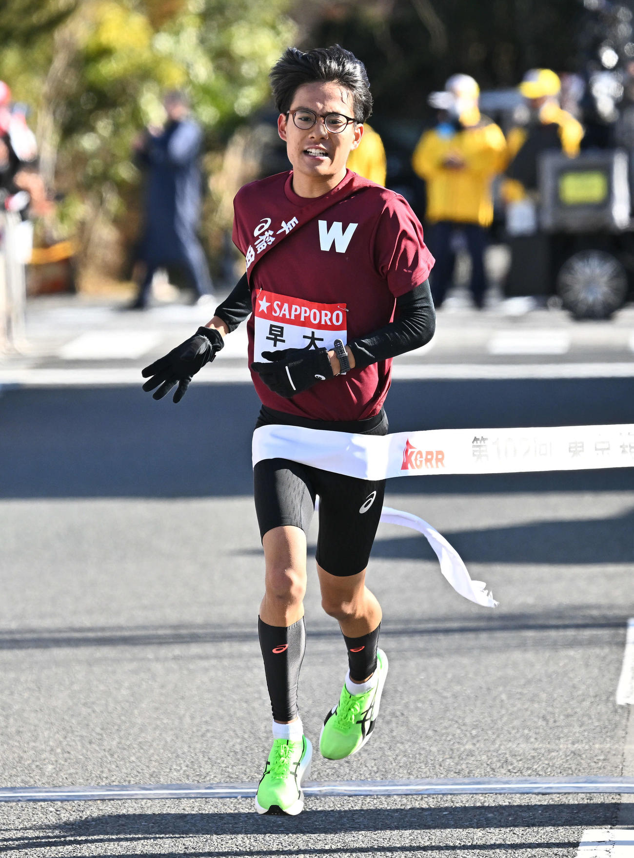 往路2位でゴールする早大・工藤慎作（撮影・滝沢徹郎）
