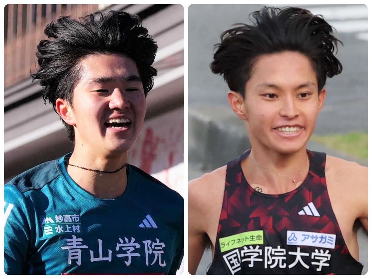 X（旧ツイッター）で手袋を巡ってメッセージを送り合った青学大・石川浩輝（左）と国学院大・青木瑠郁