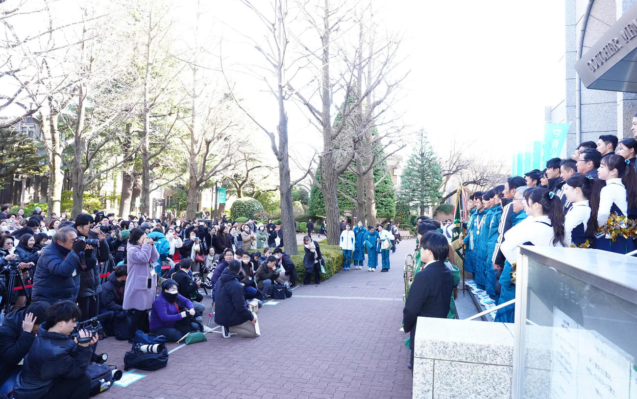 青学大青山キャンパスで行われた箱根駅伝優勝報告会（撮影・江口和貴）