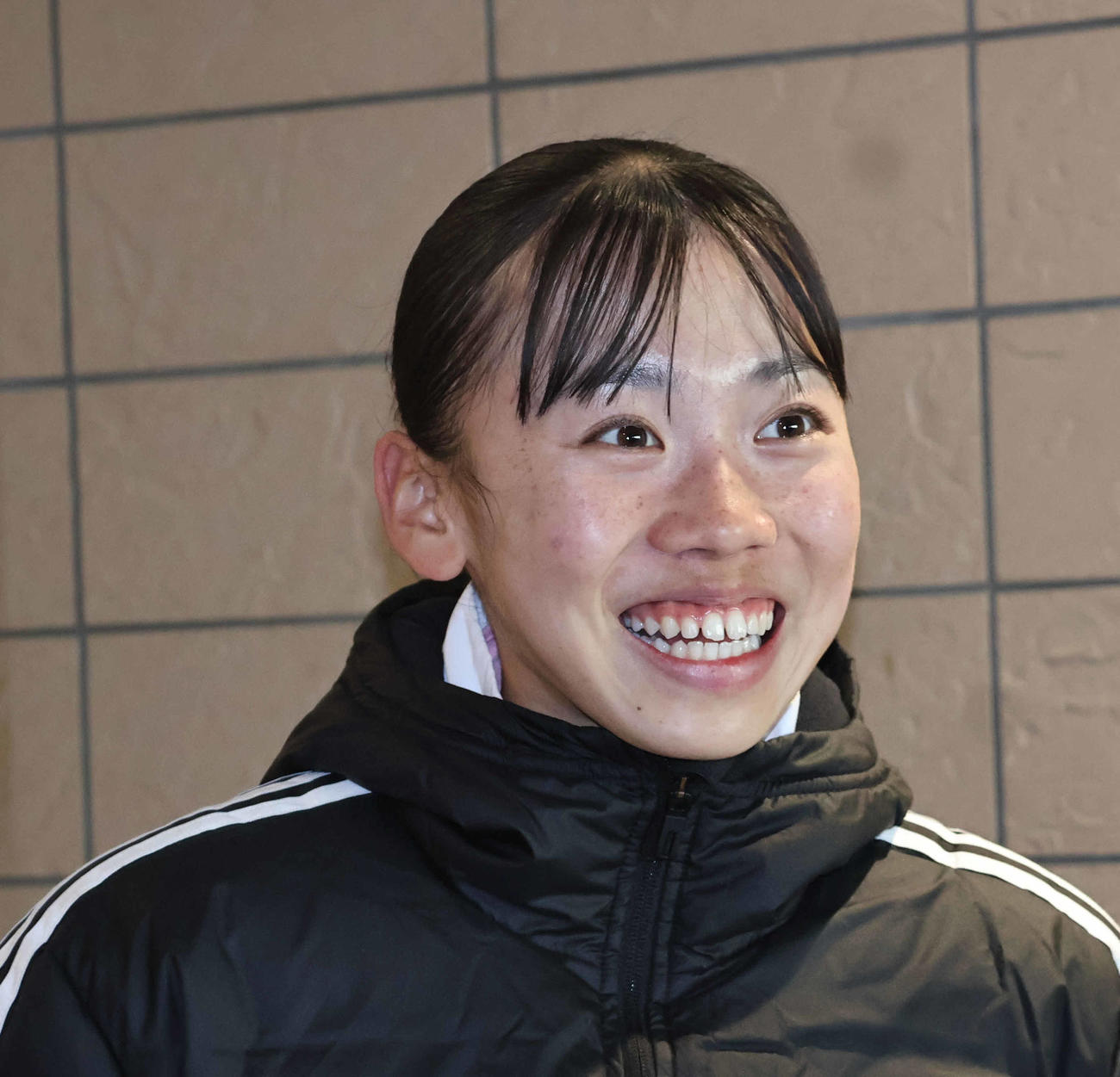 取材に応じた久保凛（撮影・竹本穂乃加）