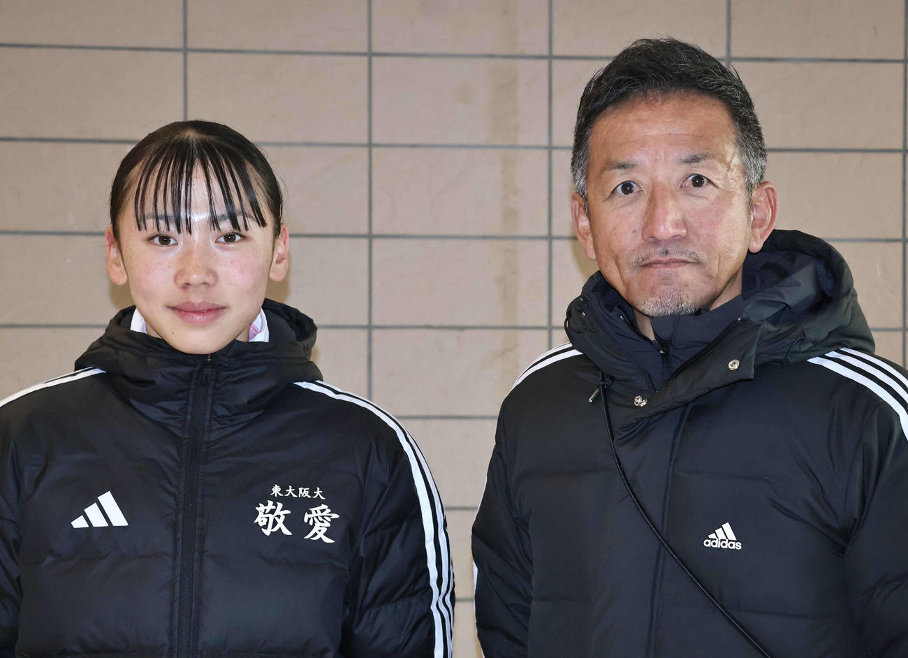 取材に応じた久保凛（左）と野口雅嗣監督（撮影・竹本穂乃加）