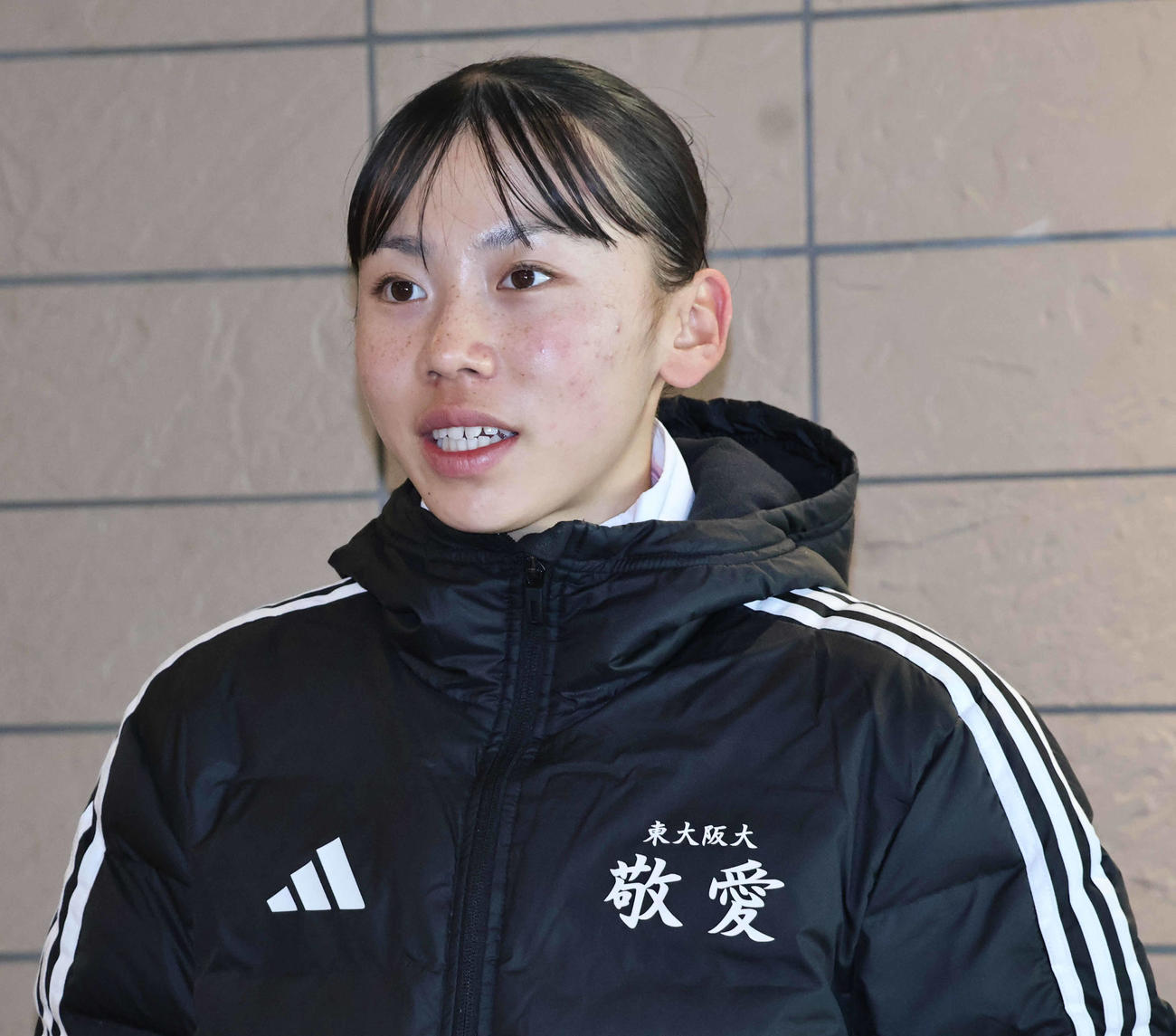 取材に応じた久保凛（撮影・竹本穂乃加）