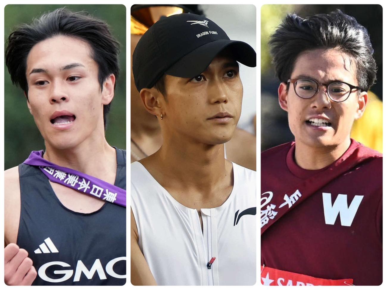 東京マラソンにエントリーした、左から太田蒼生、大迫傑、工藤慎作