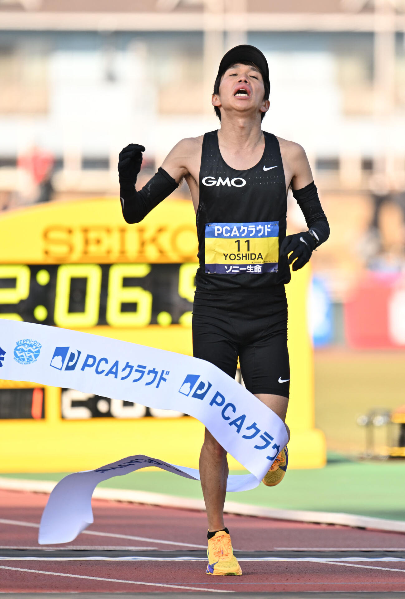 2位でゴールする吉田（撮影・林敢治）