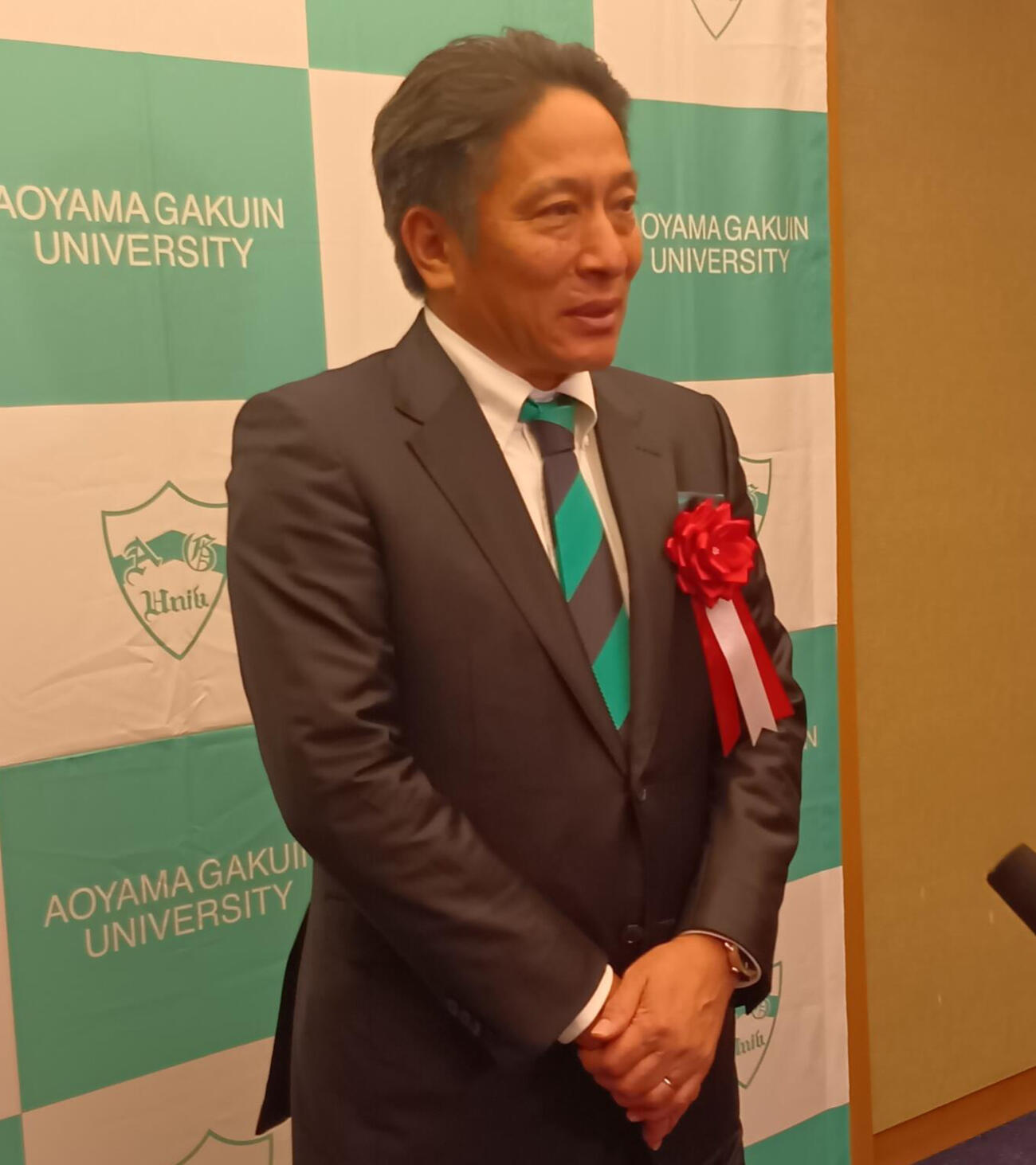 取材に応じた青学大の原晋監督（撮影・泉光太郎）