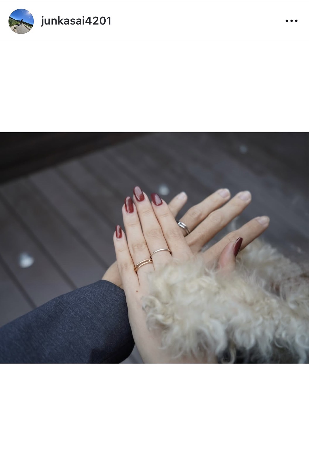 インスタグラムで結婚を報告した葛西（画像はスクリーンショット）