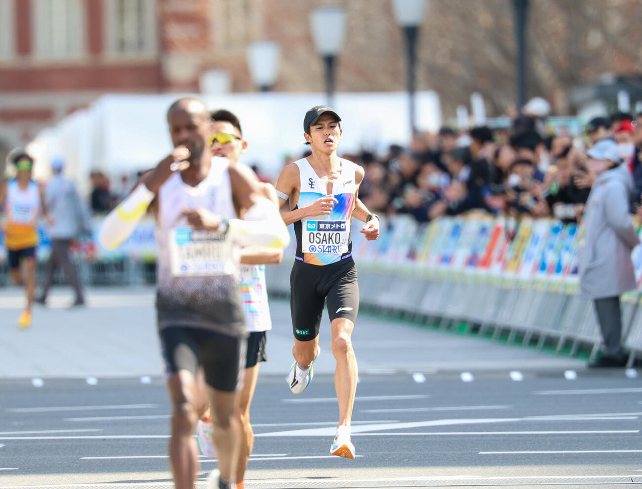 男子マラソン　日本人トップでゴールした大迫（撮影・増田悦実）