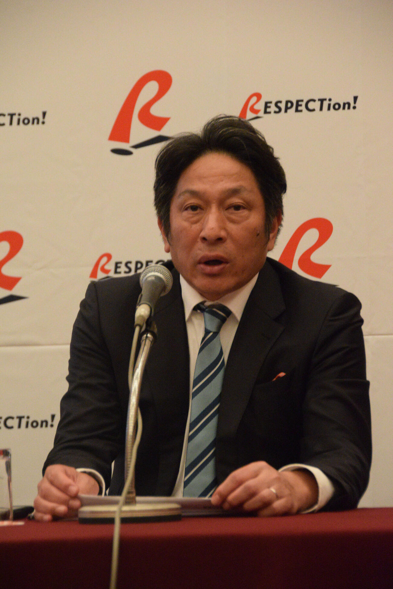 会見に出席した青学大の原監督（撮影・泉光太郎）