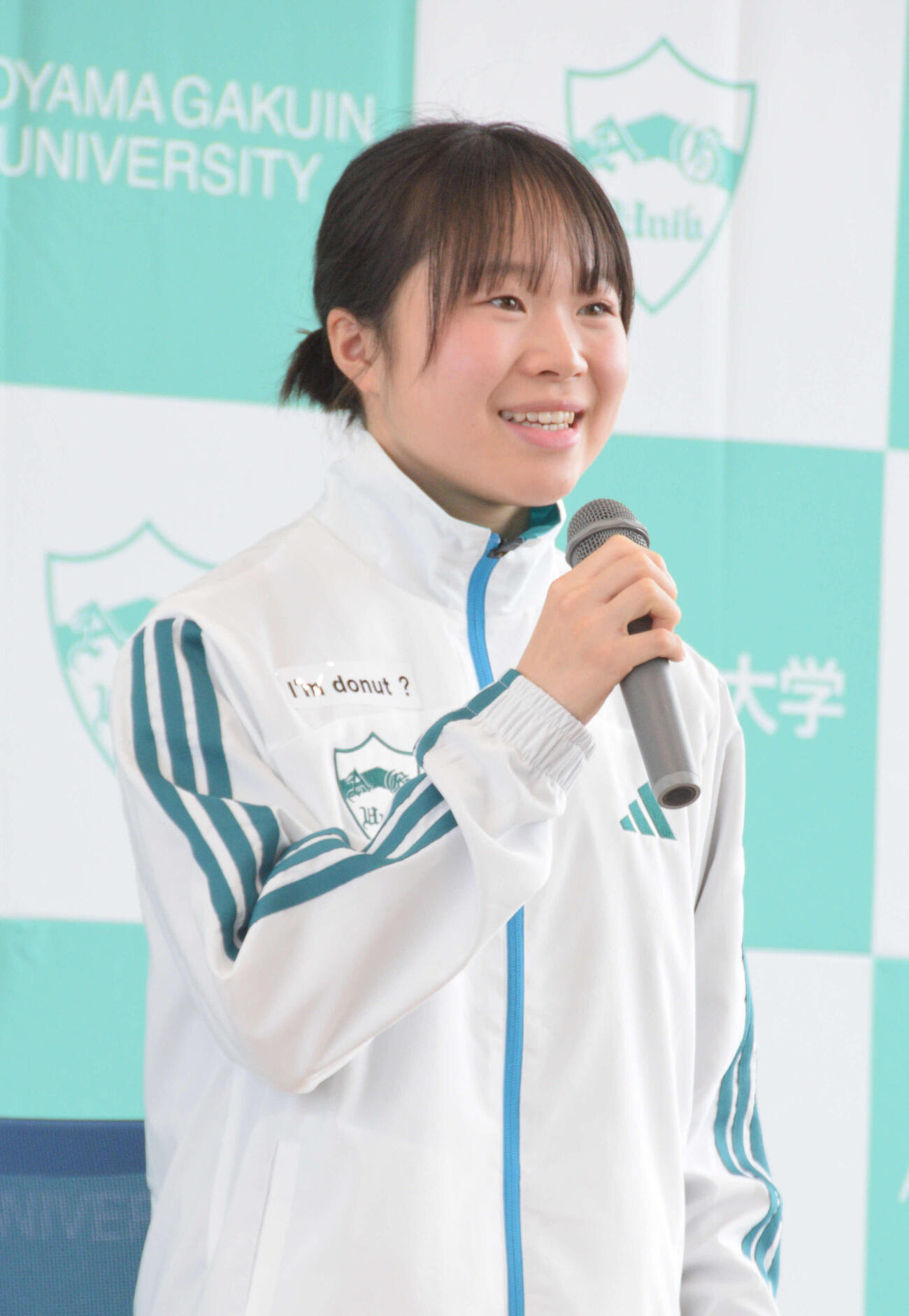 会見に出席した青学大の池野（撮影・泉光太郎）