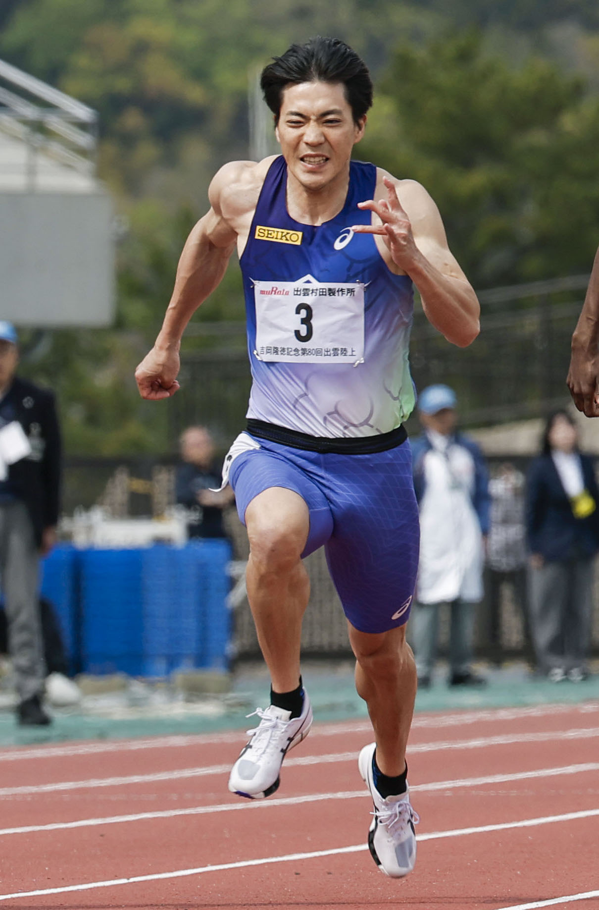 男子100 メートル 決勝　10秒33で4位の山縣亮太＝島根県立浜山公園陸上競技場（共同）