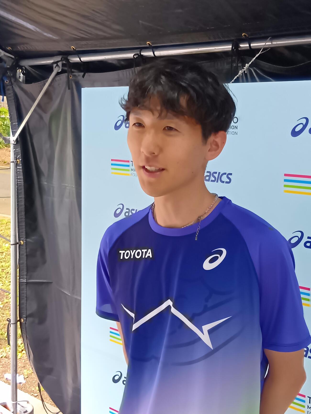 取材に応じたトヨタ自動車の太田智樹（撮影・泉光太郎）