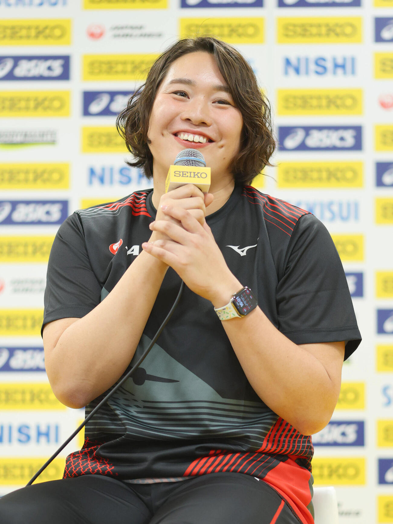 【セイコーゴールデングランプリ陸上2026東京】前日記者会見　会見する北口榛花（代表撮影）