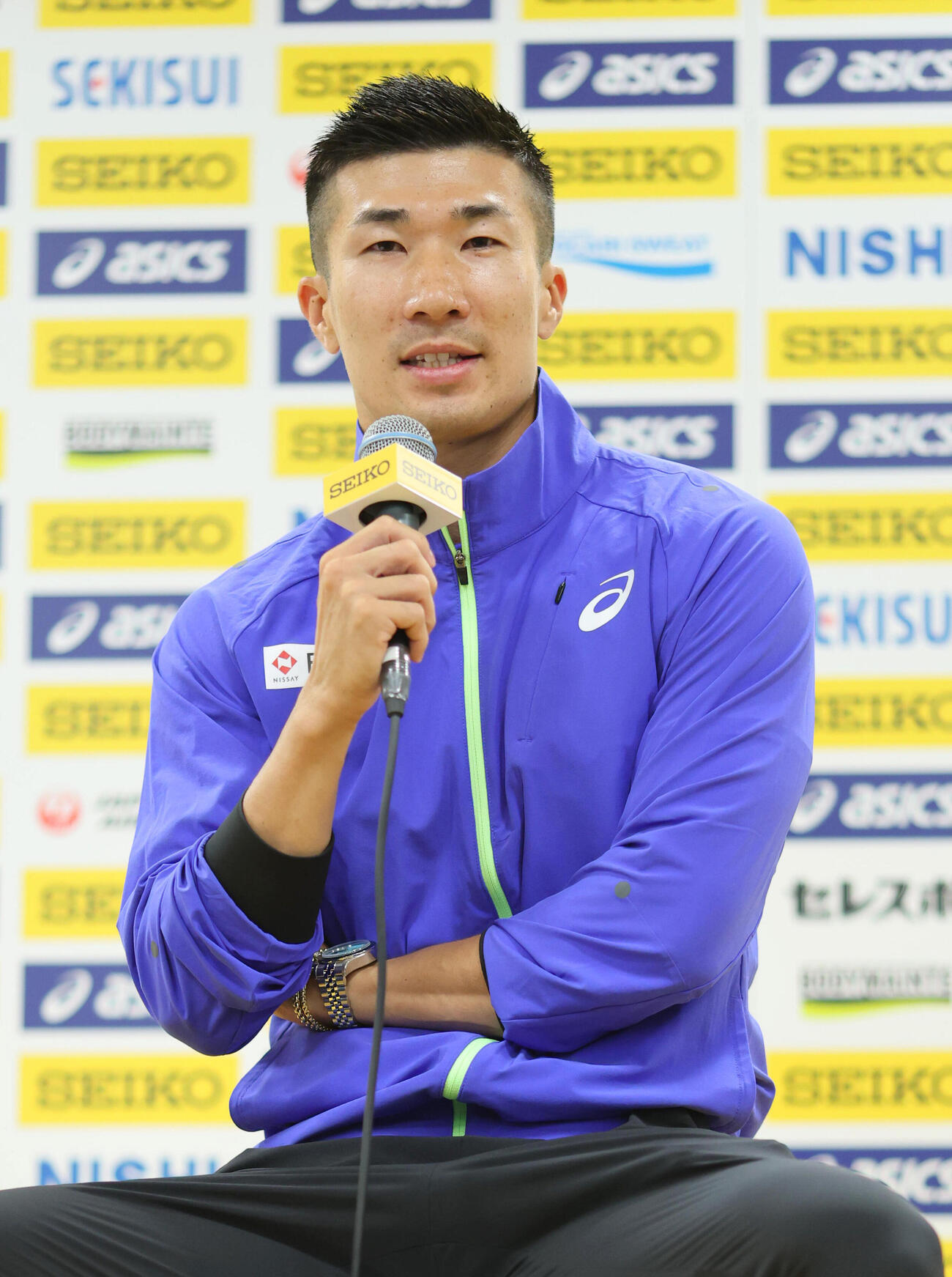 【セイコーゴールデングランプリ陸上2026東京】前日記者会見　会見する桐生祥秀（代表撮影）