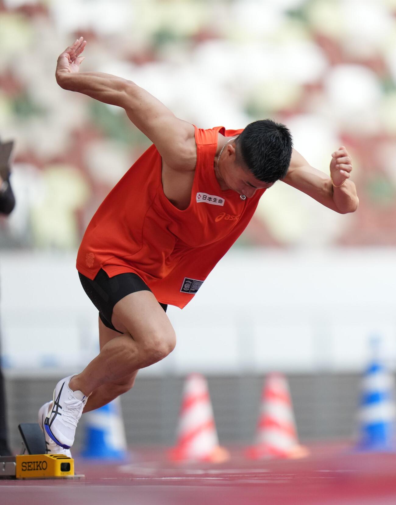 セイコーゴールデングランプリ陸上2026　前日練習　スタートの練習を行う桐生祥秀（代表撮影）
