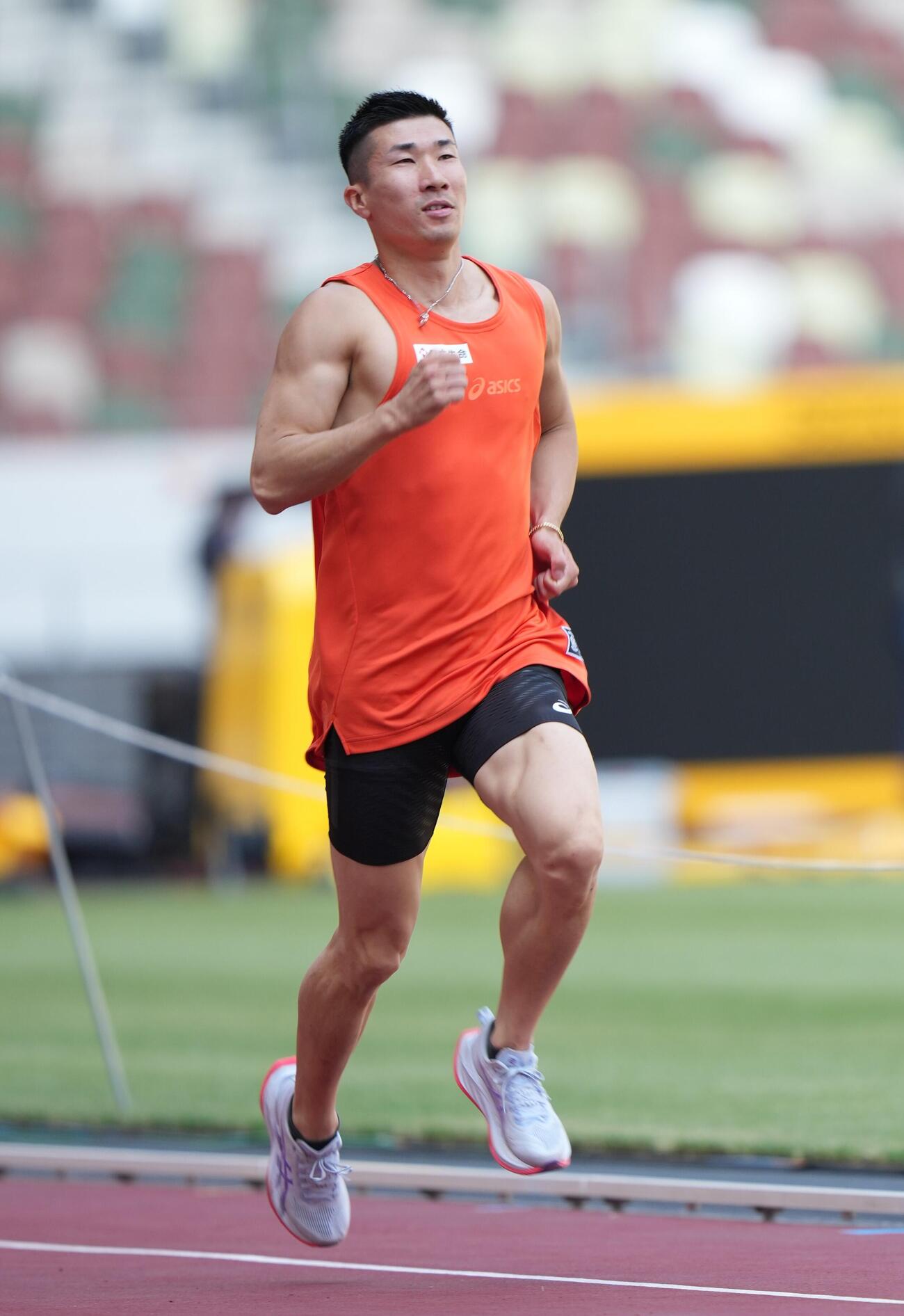 セイコーゴールデングランプリ陸上2026　前日練習　練習を行う桐生祥秀（代表撮影）