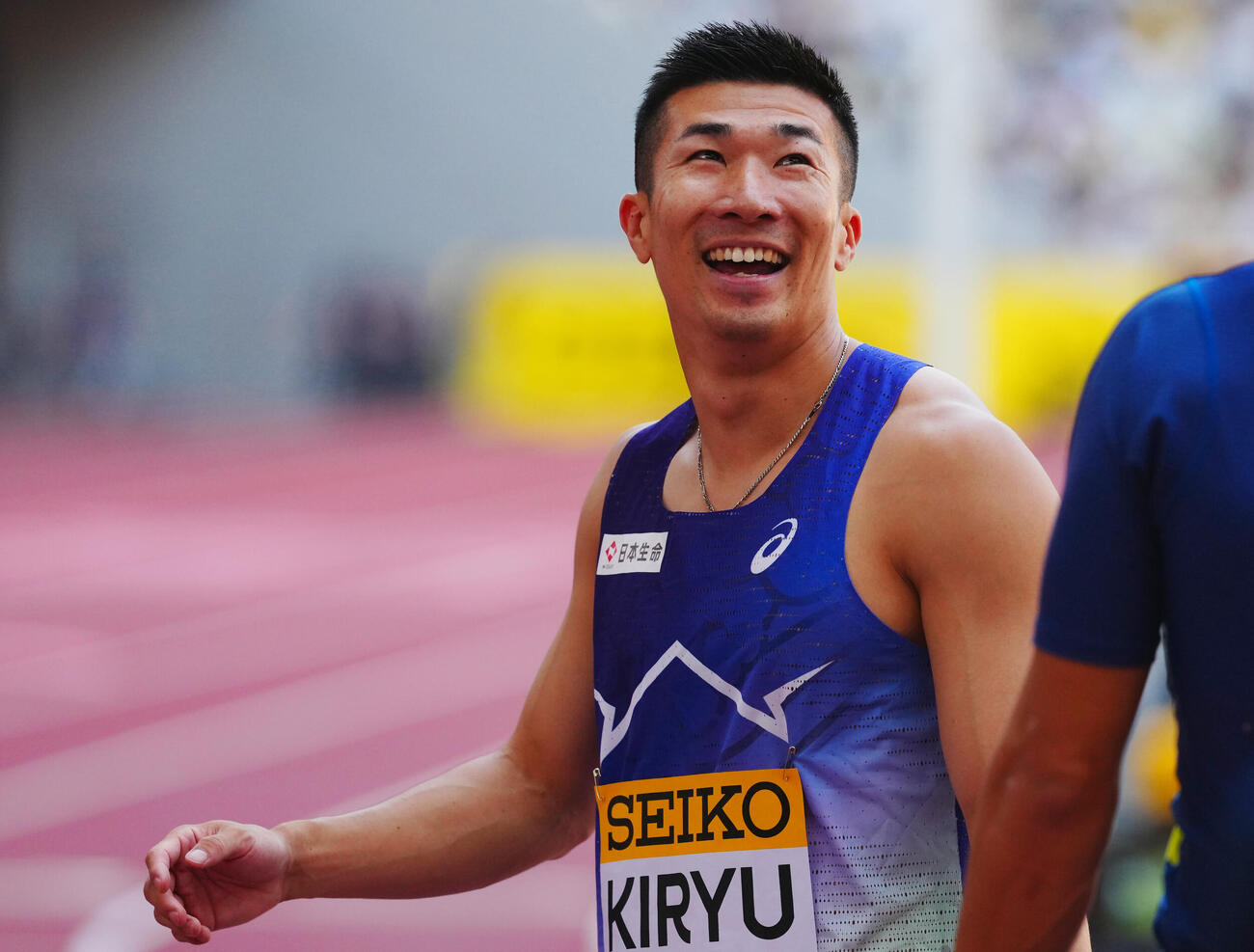 セイコーゴールデングランプリ2026男子100メートル決勝、レース後に笑顔を見せる桐生祥秀（撮影・垰建太）