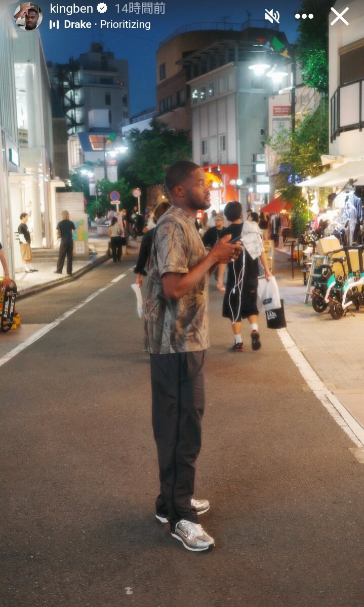 東京都内で観光を楽しむライ・ベンジャミン（本人のインスタグラムから）