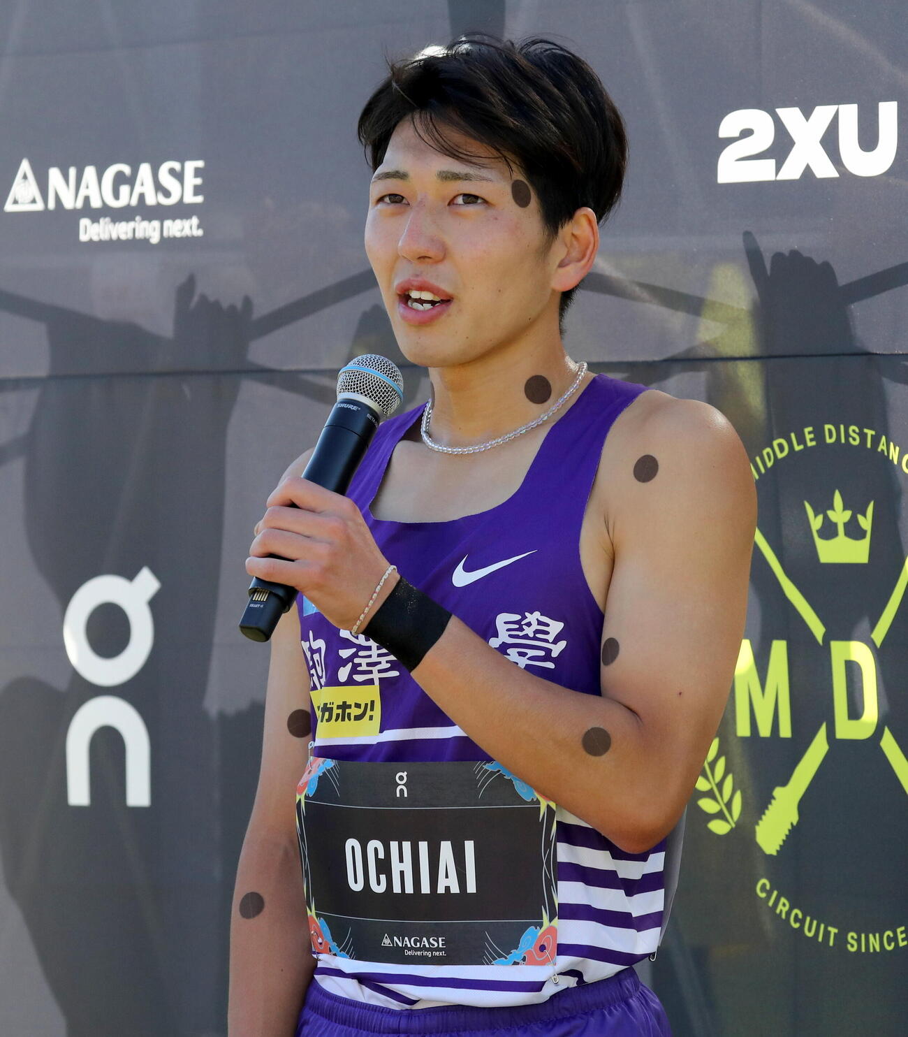 男子800メートルの日本新記録1分43秒45をマークした落合晃（撮影・木下淳）