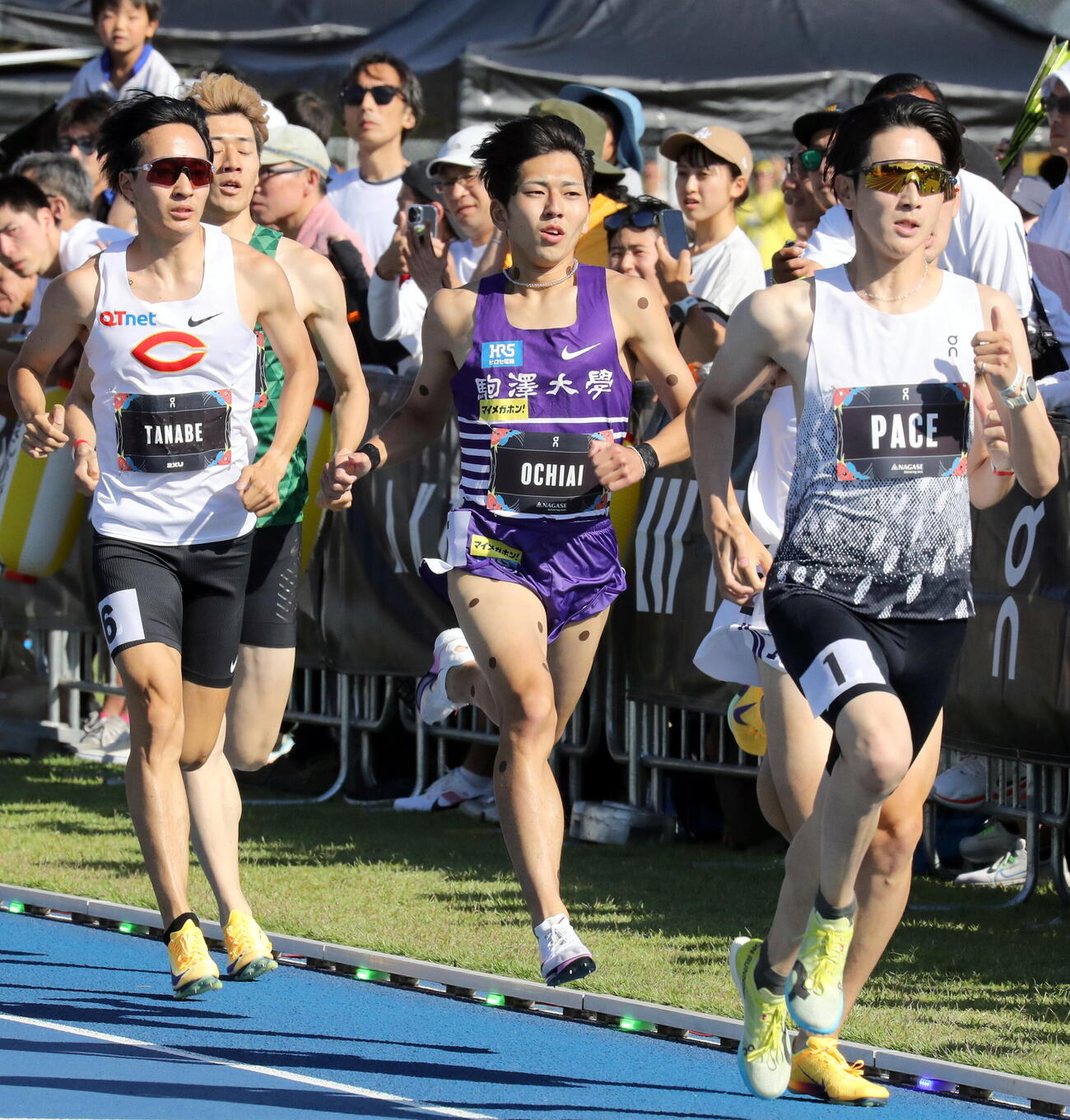 男子800メートルの日本新記録1分43秒45をマークした落合晃（撮影・木下淳）