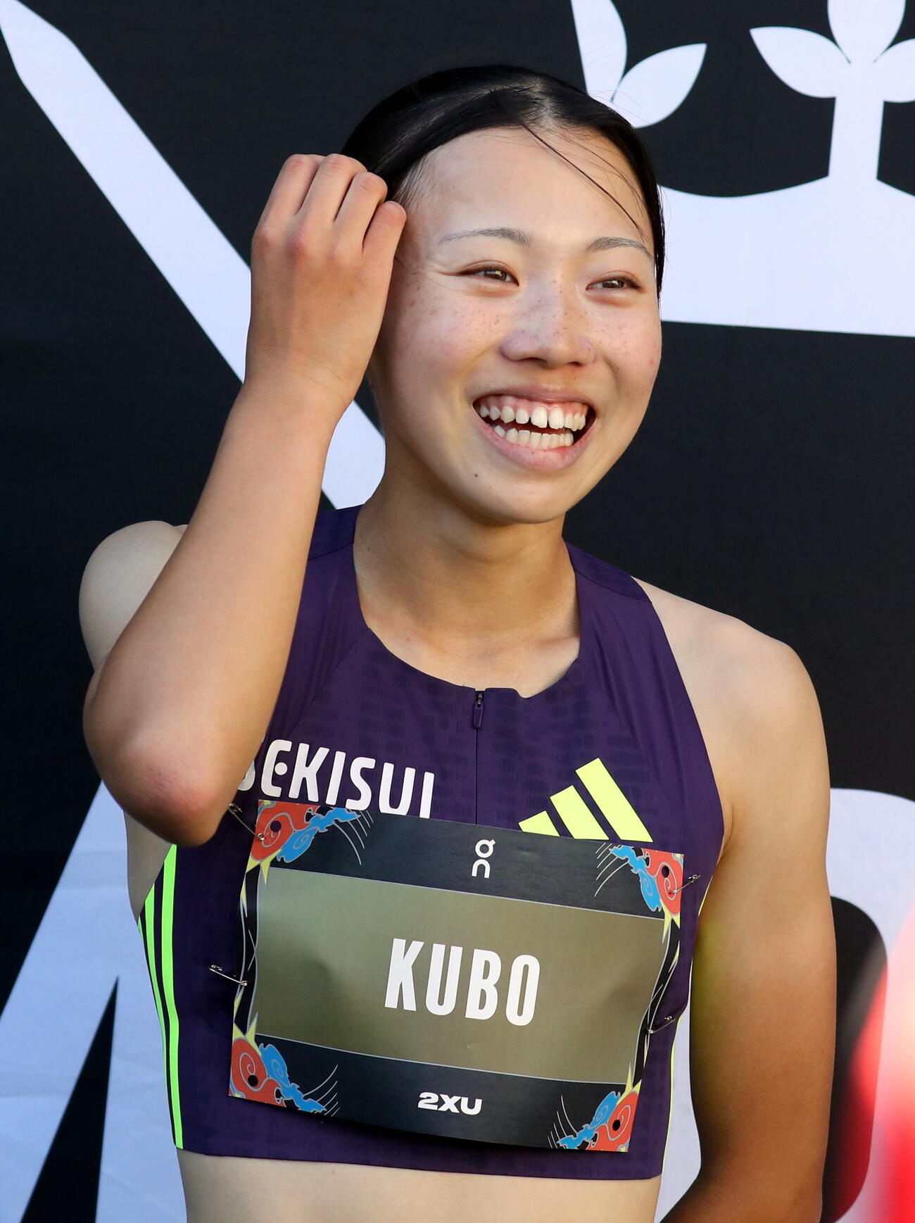 女子800メートルで優勝した久保凛（撮影・木下淳）