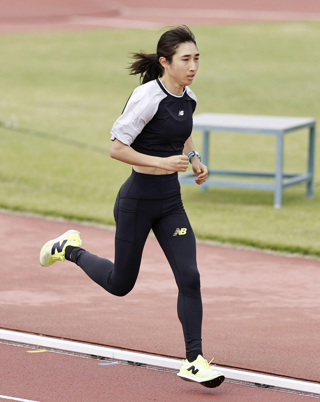 11日、前日調整する田中希実（代表撮影）