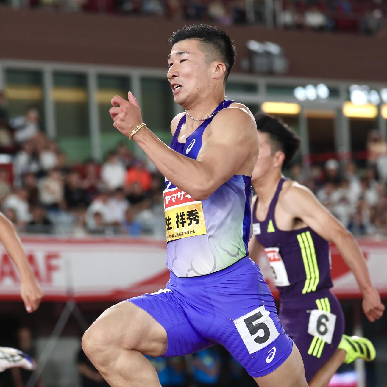 男子100メートル準決勝　力走する桐生祥秀（撮影・宮地輝）