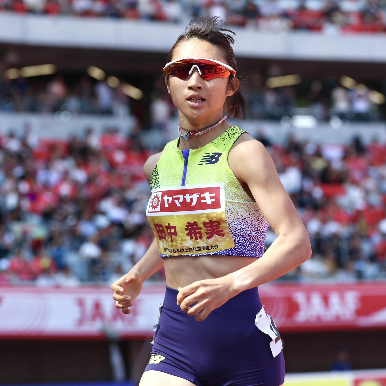 第110回日本陸上競技選手権大会　第2日　女子1500メートル予選　力走する田中希実（撮影・宮地輝）