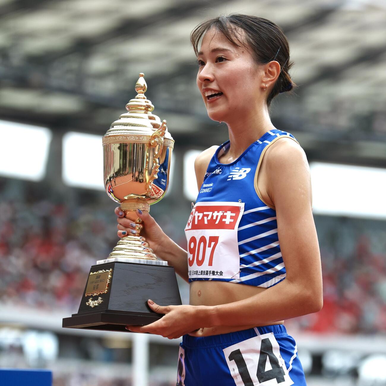 第110回日本陸上競技選手権大会　最終日　女子3000メートル障害決勝　優勝した斎藤みう（撮影・宮地輝）