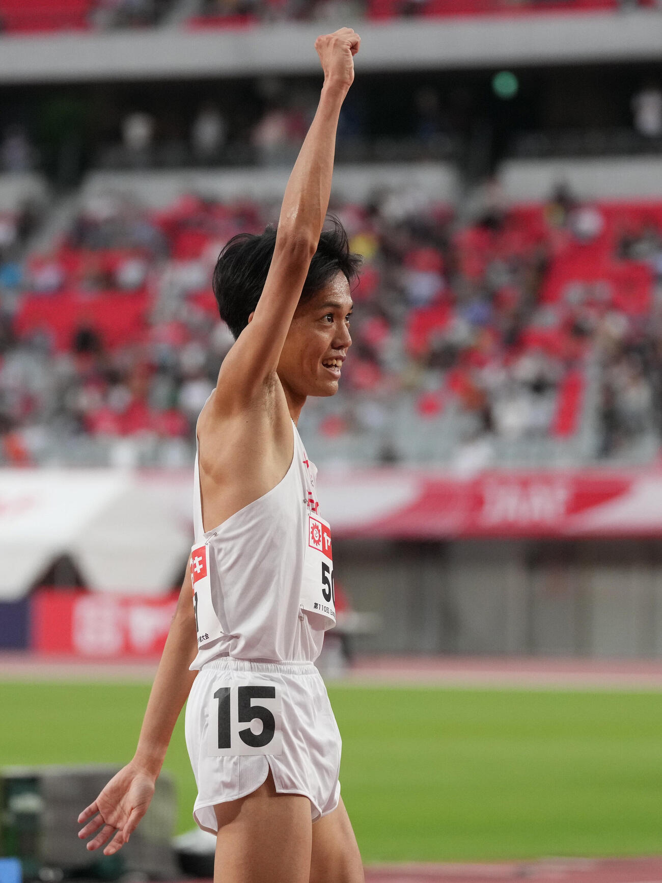 第110回日本陸上競技選手権大会　男子5000メートル決勝　優勝した森凪也（撮影・森本幸一）