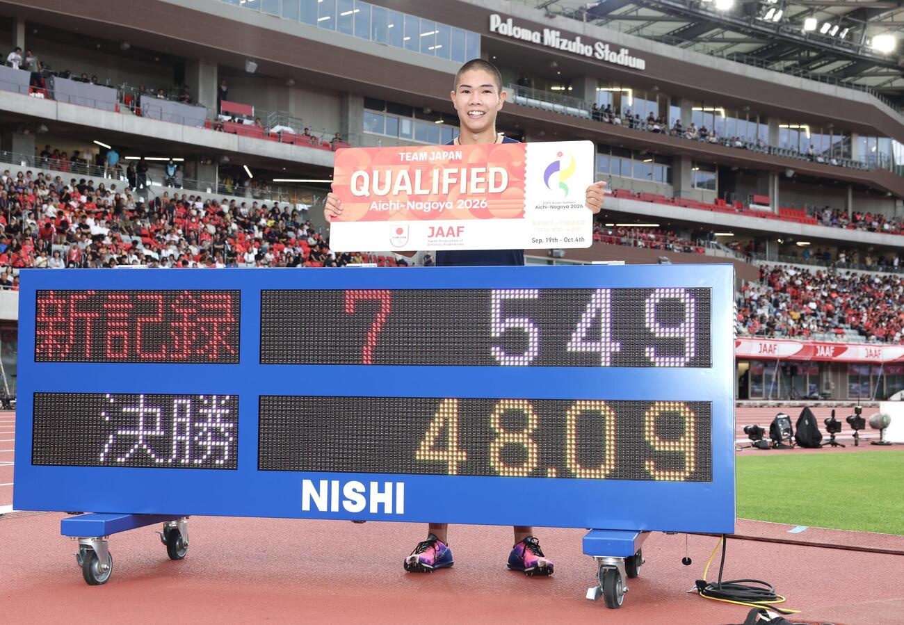 第110回日本陸上競技選手権大会　最終日　男子400メートル障害決勝　新記録で優勝した後藤大樹（撮影・宮地輝）