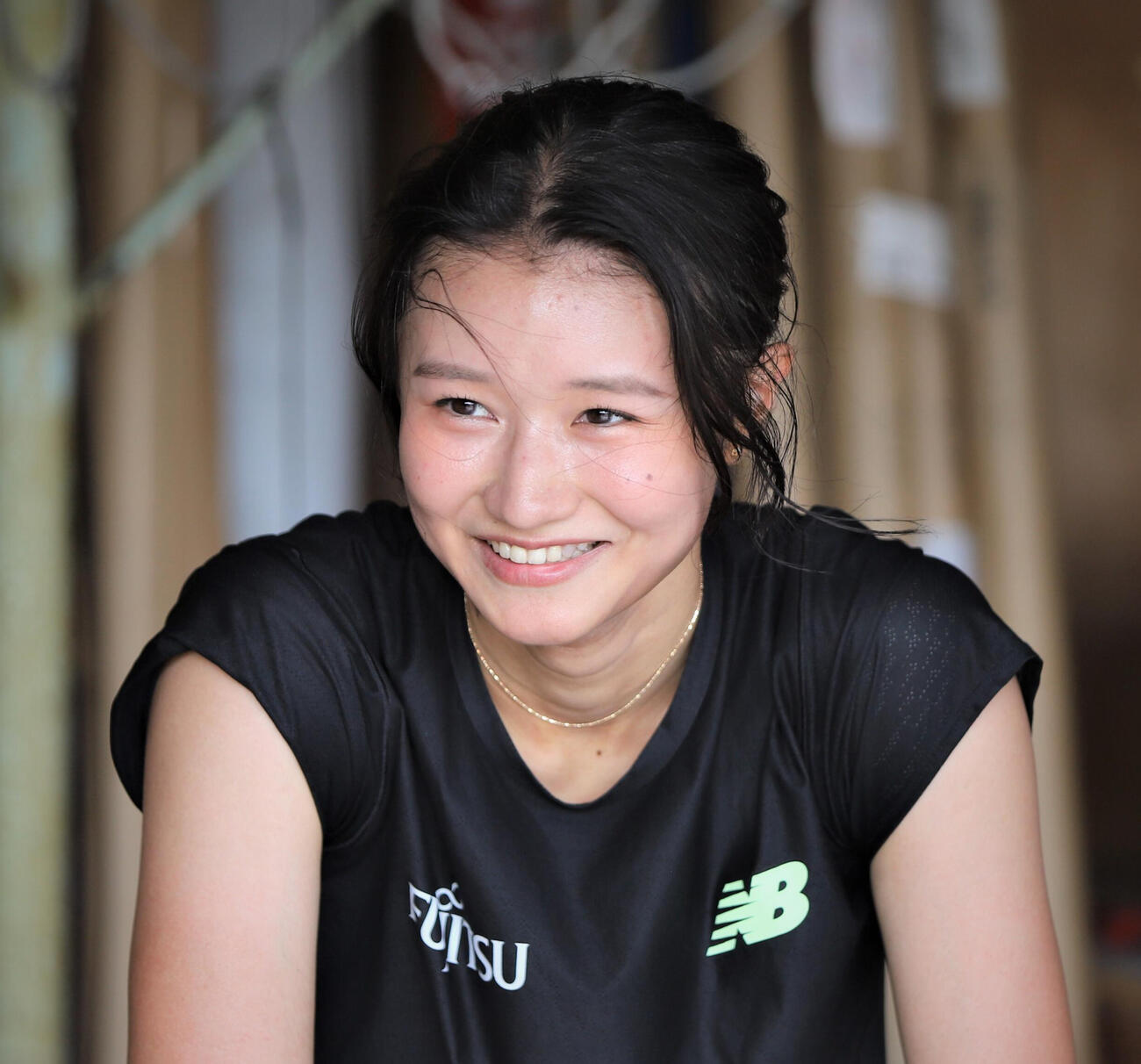 笑顔を見せる陸上女子100メートル障害の田中佑美（25年7月撮影）