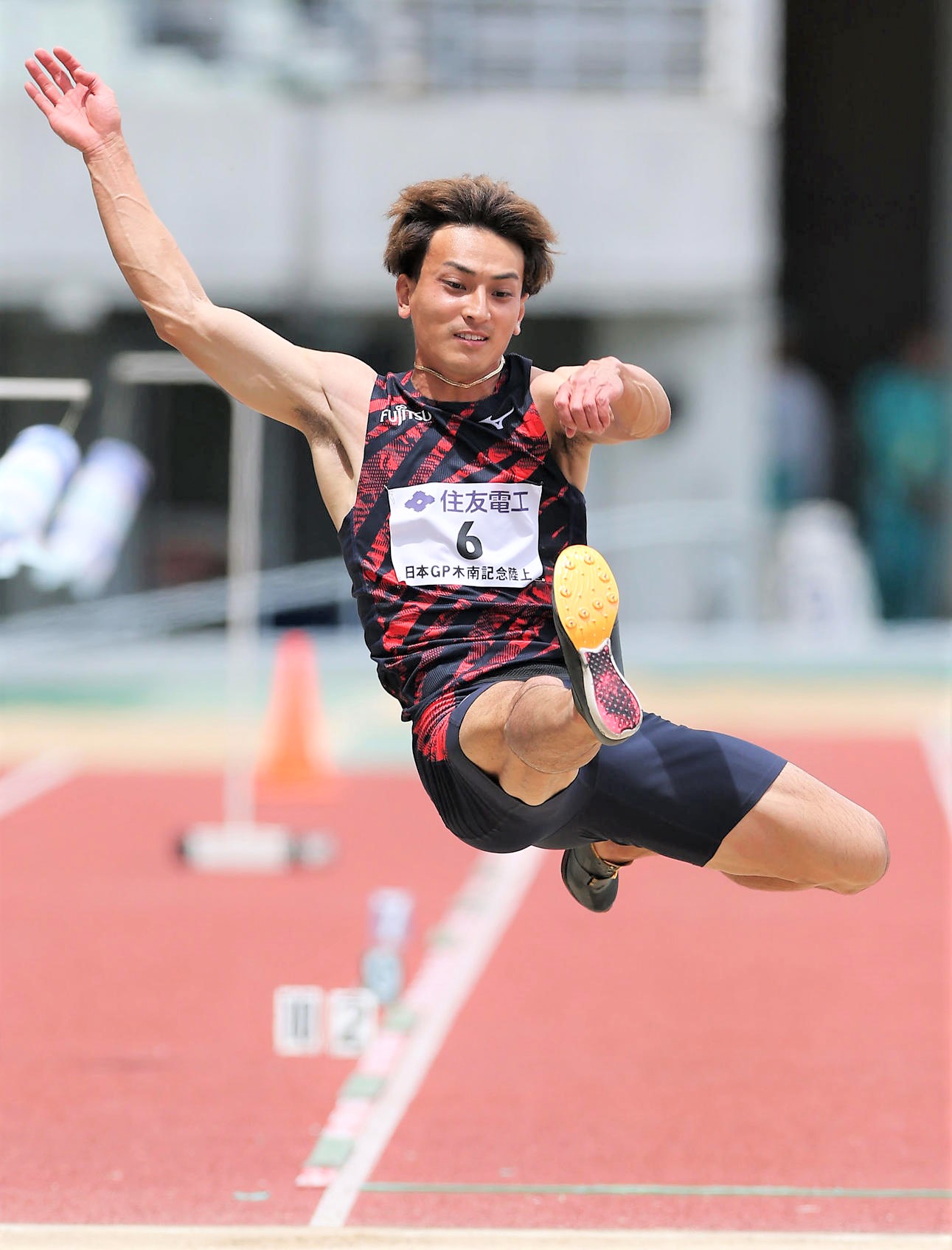陸上男子走り幅跳びの橋岡優輝（2025年5月撮影）